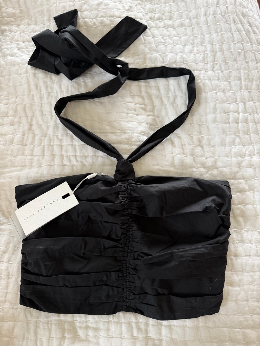 NWT Black Strapless Halter Top